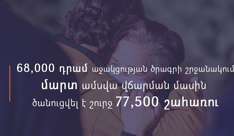 Արցախում հաշվառված քաղաքացիներին 68,000 դրամ աջակցության ծրագրի դիմումների ընդունման գործընթացը շարունակվում է