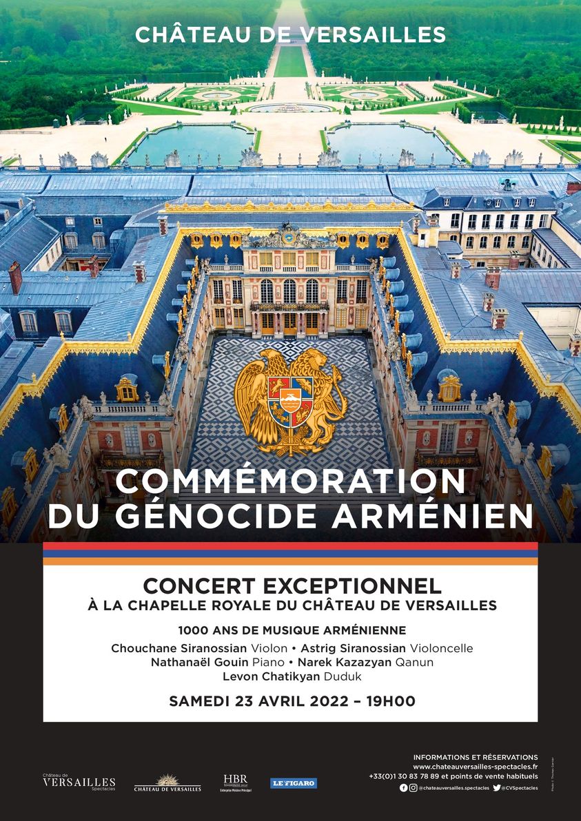 Վերսալի պալատի Թագավորական մատուռում Հայոց ցեղասպանության 107-րդ տարելիցին նվիրված համերգ կկայանա