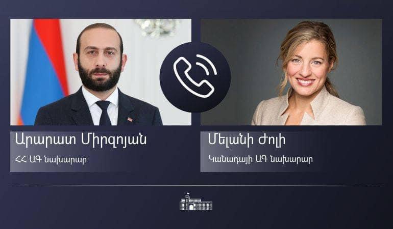 Ա. Միրզոյանը հեռախոսազրույց է ունեցել Կանադայի ԱԳ նախարար Մելանի Ժոլիի հետ 