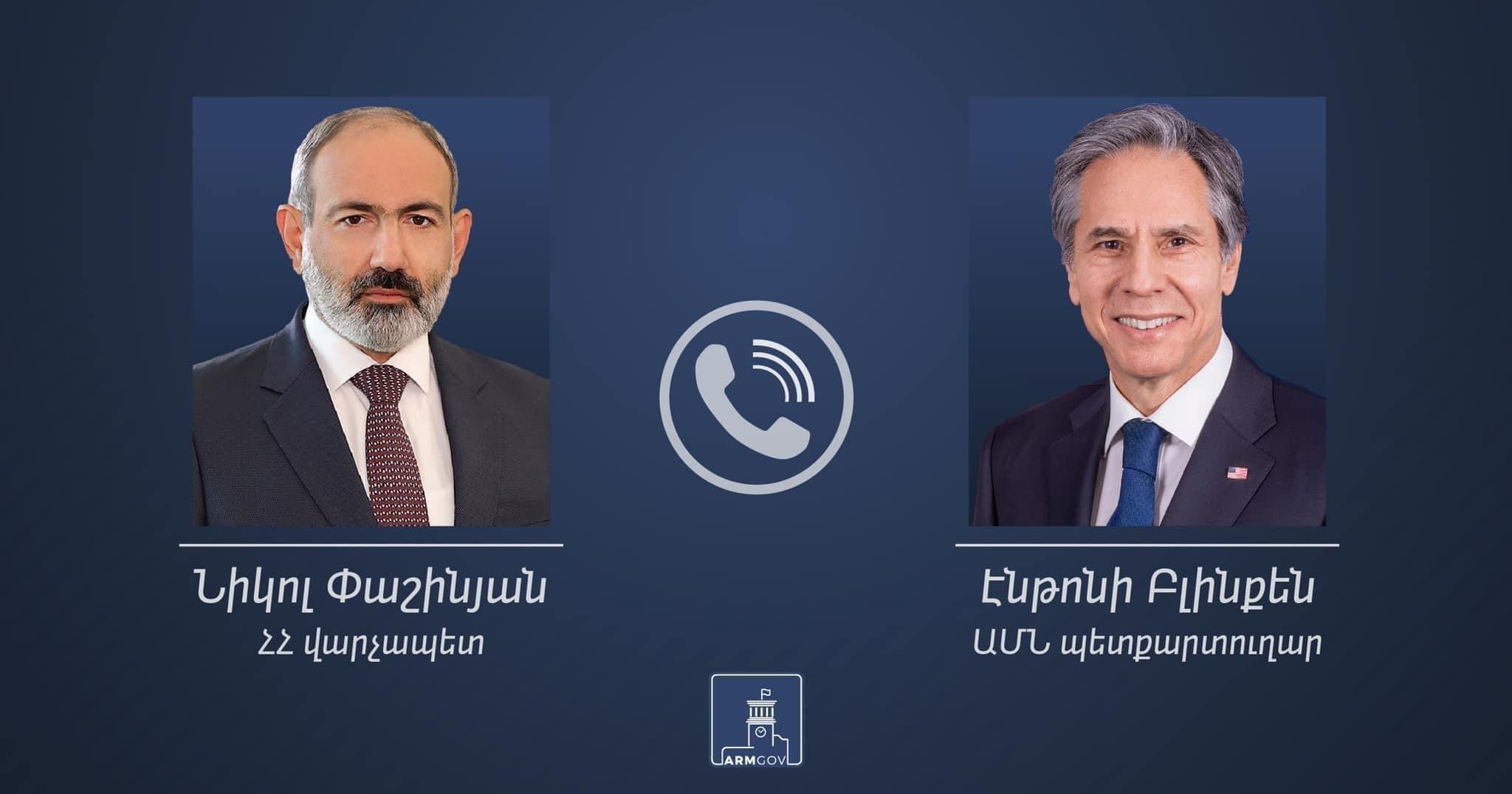 Նիկոլ Փաշինյանը հեռախոսազրույց է ունեցել ԱՄՆ պետքարտուղար Էնթոնի Բլինքենի հետ